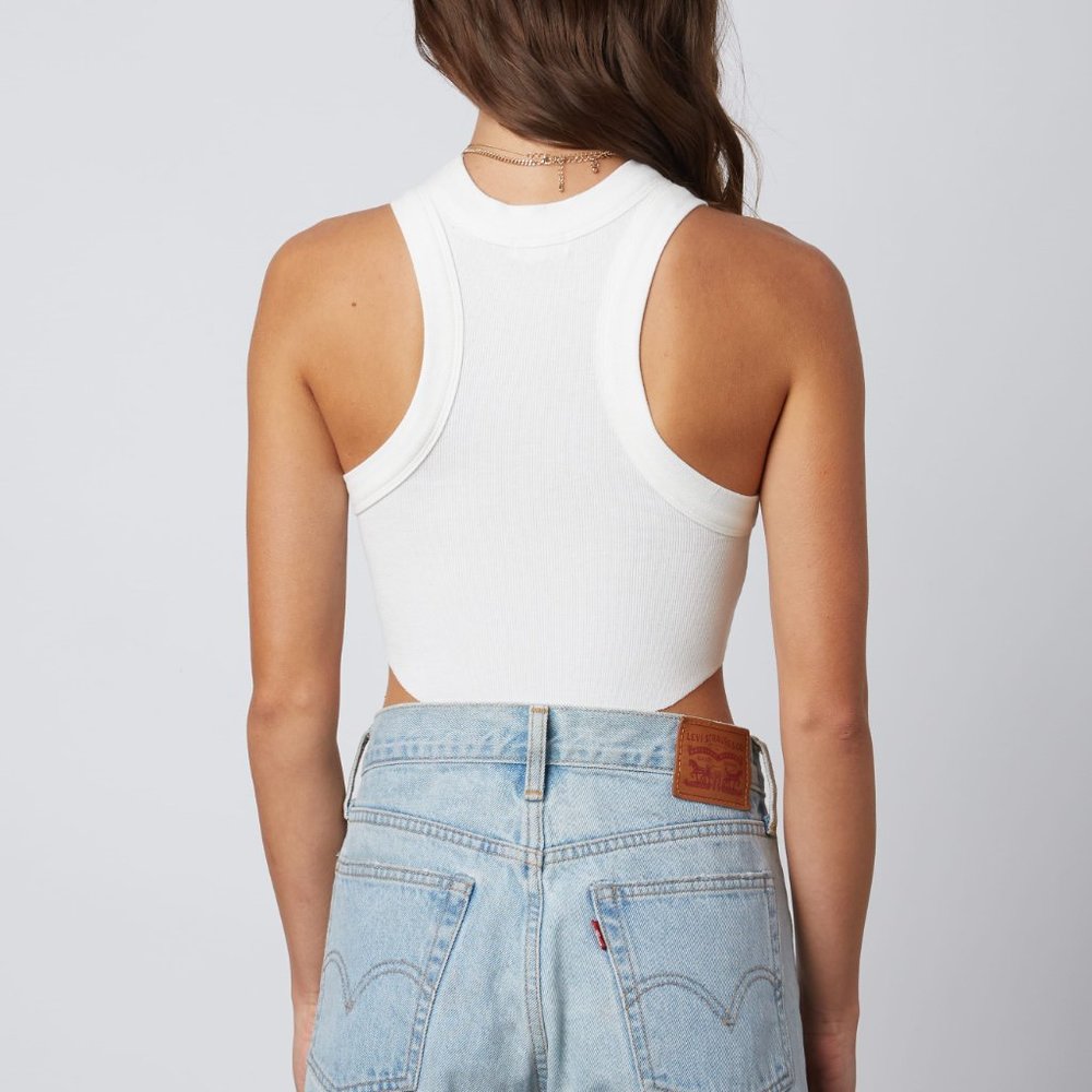 Elevated White Ribbed Top - Picture 3 of 6
